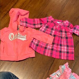 OshKosh Pink Hoodie and Plaid Dress Set